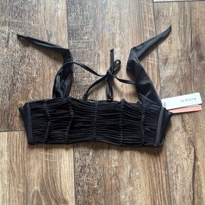 PilyQ Black Ruched Women's Swim Top